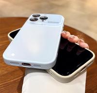 Coque de téléphone de luxe pour iPhone 12 13 14 15 16 17 Pro Max avec grande fenêtre et dos en verre brillant