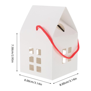 Boîte à friandises durable en carton blanc <span class=keywords><strong>bricolage</strong></span> en forme de maison creuse élégante avec poignée de ligne rouge Halloween charmante boîte à bonbons pour magasin - Product Image 2