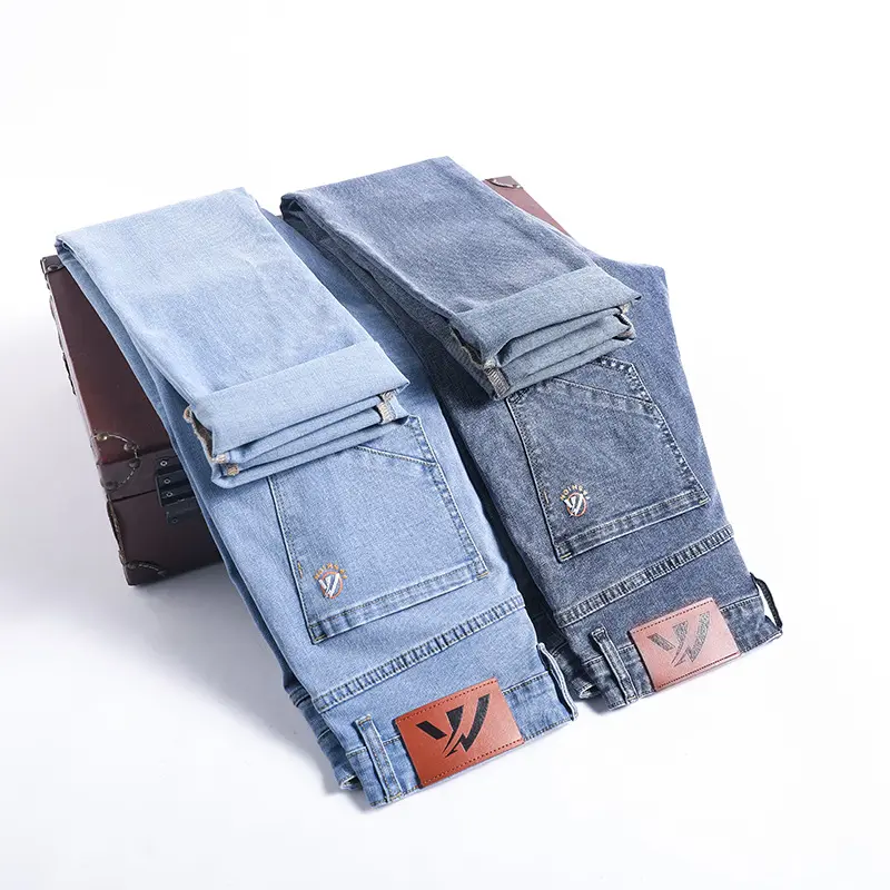 Spring jeans men's 2023 spring and autumn new loose straight stretch casual trousers men