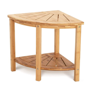 Wholesale Bamboo Corner Shower <strong>Stool</strong> <strong>with</strong> <strong>Storage</strong> Shelf Traditional Design for Entry &amp; Bedroom Use Indoor/Outdoor Foot Rest - Product Image 4