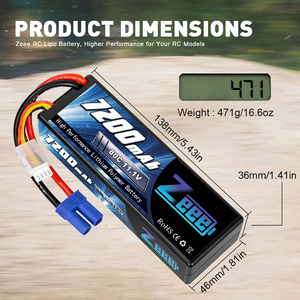 Zeee 11.1V 7200mAh 80C 3S Lipo Batterie avec connecteur EC5 Hardcase Batterie pour RC Car RC Truck <span class=keywords><strong>Traxxas</strong></span> LOSI Associated Racing - Product Image 6