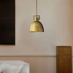 Luminaire suspendu de style mécanicien industriel, en <span class=keywords><strong>laiton</strong></span> <span class=keywords><strong>brossé</strong></span>, abat-jour en métal en forme de dôme, luminaire mécanique, cloche en métal pour mécanicien, luminaire suspendu - Product Image 4