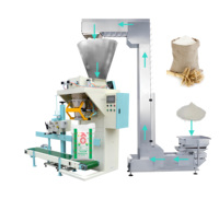 Machine de remplissage et de scellage semi-automatique haute précision pour emballages plastiques de poudre de céramique/talc/ciment (10kg-50kg) en sacs en vrac