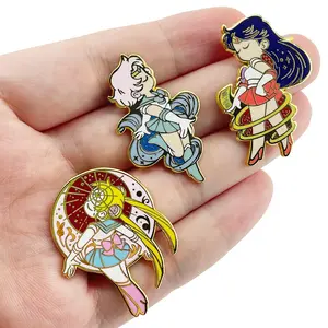 High Quality Wholesale OEM Lapel Pin Custom Cute Girl Design Metal Hard Enamel Pins