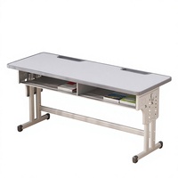 Bureau double moderne pour étudiants, 120 cm, réglable en hauteur, en métal et imitation bois, mobilier de classe pour écoles, vente en gros, provenance usine vérifiée