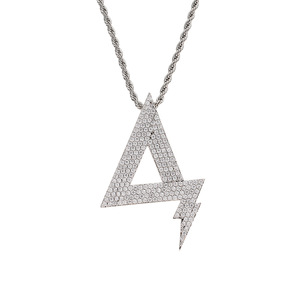 Collier pendentif trépied en cuivre et zircon, chaîne à maillons triangulaires Hip Hop pour homme, style streetwear - Product Image 4