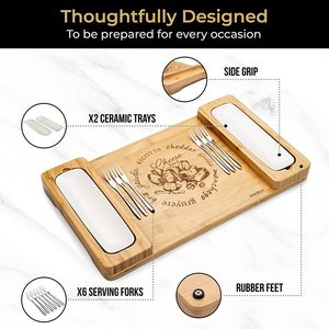 Cheese Plate <b>Set</b> Multifunctional Serving Tray With Knife For Cheese Fruit Dessert Western Dinner Party Use - Product Image 3
