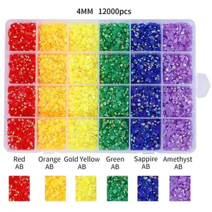 Juli Wholesale 30000pcs/box 3 4 5mm Ab Non Hot Fix Jelly Nail Rhinestones Resin Flat Back Colorful Rhinestone Kits For Nail Art