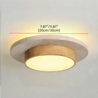 Plafonnier en fer à grain de bois moderne pour salon, style Wabi-Sabi, avec base en travertin jaune naturel, idéal pour couloir - Vente en gros en ligne