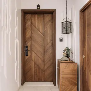 China Supplier Oak Wood Veneer Door Solid Core Room Door Prehung Swing Doors