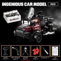 Mini moto RC à 3 roues, échelle 1:43, télécommande 2,4 GHz, avec figurine de pilote, chargeur métallique inclus