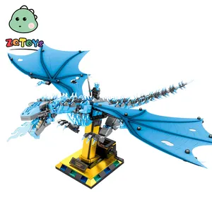 Zhiqu mainan Model dunia dinosaurus Viserion Smaug Phanton terbang naga Puzzle bangunan blok Set koleksi mainan kotak kertas plastik