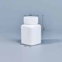 70ml PE PP carré comprimé bouteille en plastique conteneur de pilules pour l'emballage pharmaceutique couvercle de sécurité scellé pour les capsules de vitamine solide