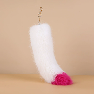38cm Fluffy Big Faux Fox Fur Tail for Custom Keychain Bag Decoration 38cm Fake Fox Tail Pendant Plush Keychain - Product Image 4