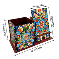Kit de peinture au diamant 5D DIY LS Creative Mandala Design, porte-stylo en bois avec support pour téléphone