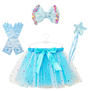 Rok Tutu payet anak perempuan, Set gaun kostum pesta putri Festival tongkat pita permen bergaris - Product Image 4