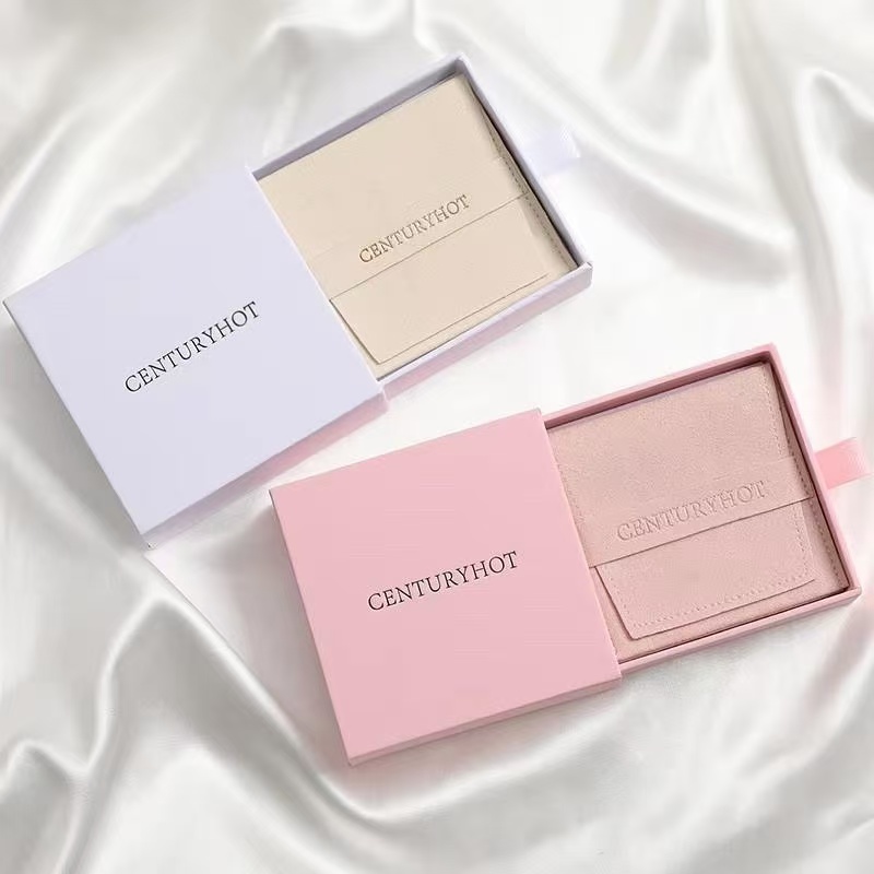 Pink Sliding Drawer Jewelry Box Small Business Jewelry Packaging Custom Logo Jewellery Packing Case Paper Gift Box Bulk