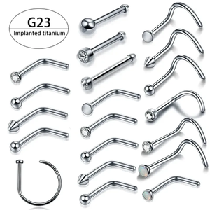 Venta al por mayor G23 titanio curvado claro CZ titanio joyería Piercing L forma/<span class=keywords><strong>S</strong></span> forma nariz anillo para mujeres - Product Image 1