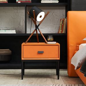 Juego de Cama de Diseño Moderno con Base Ajustable, Madera de Roble Sólido, Color Naranja, Tamaño King, Cuero Ecológico para el Hogar - Product Image 6