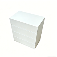 Mueble para el Hogar, Moderno, Blanco, MDF, Gabinete con Cuatro Cajones, Tipo Panel, Unidad de Almacenamiento para Sala de Estar, Dormitorio, Madera