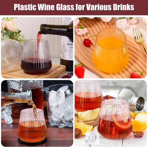 Gobelet rayé <span class=keywords><strong>en</strong></span> Tritan PET de 14 oz, verres à cocktail d'extérieur, verres à boire sans pied <span class=keywords><strong>en</strong></span> <span class=keywords><strong>plastique</strong></span> robuste et réutilisable, à nervures - Product Image 3