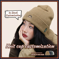 Bonnet en tricot jacquard personnalisé, unisexe, bord plié, chaud pour l'hiver, motif de dessin animé, décoration avec nœud, impression de logo, pour adultes
