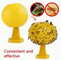 5PCS Le piège à colle à mouche en forme de boule jaune 77mm