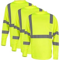 Stokta Yüksek Görünürlüklü Uzun Kollu İnşaat İşleri İçin Kuru Terletmeyen Sarı Hi Vis Erkek Güvenlik İş Tişörtleri Cepli