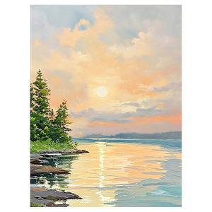Peinture à l'huile Tranquil Cloud Shadows, 100% faite à la main, art paysager impressionniste pour l'entrée, le salon, décoration murale - Product Image 5