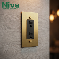 Prises murales américaines standard Niva Custom 15A 110v, multiprises, panneau en laiton métallique
