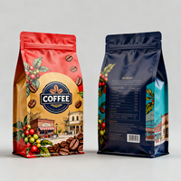 Sacs d'emballage pour café écologiques personnalisés avec fermeture à glissière thermoscellable, qualité alimentaire, fond plat, pour emballer les grains de café