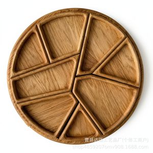 Wooden Round Puzzle <b>Tray</b> Detachable 8 Piece Snack Plate Divided Serving Dish For Hotel <b>Tea</b> Coffee Entertainment - Product Image 5