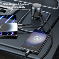 IBD universel PD 60w métal rétractable chargeur de voiture double port 30W charge rapide Usb Type c chargeurs de téléphone pour iphone tous Android
