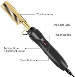 Peigne chauffant électrique portable pour femmes, lisseur de cheveux 2-en-1 pour cheveux raides et bouclés, peigne chauffant brillant pour usage domestique - Product Image 2