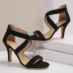 Escarpins sexy à talon aiguille, bout ouvert et lanières croisées pour femme, nouvelle collection été, grandes tailles, mode, sac à dos tendance - Product Image 4