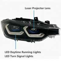 Conjunto de Faros Delanteros LED Modificados para BMW Serie 3 F30 F35 2013-2018, con DRL de Doble Color y Señal de Giro Secuencial