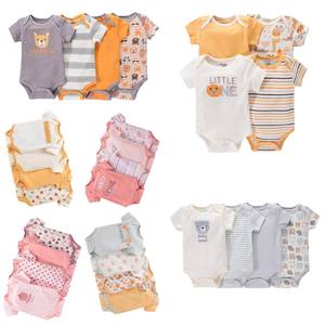 طقم رومبير قطني بأكمام قصيرة للأطفال صيف 2025، للأولاد والبنات من عمر 0-1 سنة، بدلة لطيفة من أربع قطع للبيع بالجملة - Product Image 2