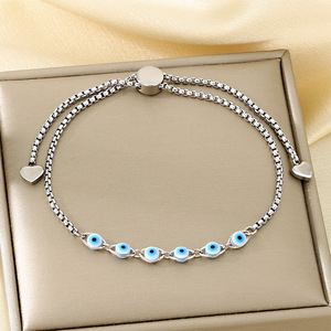 <span class=keywords><strong>Bracelet</strong></span> chaîne à maillons en acier inoxydable réglable Kalen Fashion, forme de cœur, couture à cordon, œil du diable, résine multicolore - Product Image 4