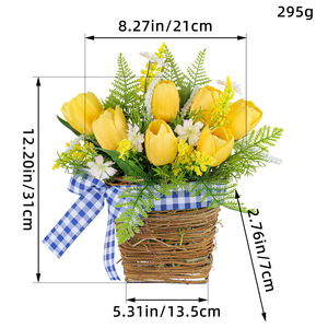 Nuevo tulipán amarillo flores decorativas corona y plantas dulce florero <span class=keywords><strong>de</strong></span> pared decoración del hogar vacaciones y decoraciones para fiestas suministros - Product Image 6