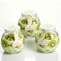 Frascos de Vidrio Vacíos con Forma de Bola para Yogurt Helado, Diseño Nuevo, 120 ml, 180 ml, con Tapas de Plástico Herméticas