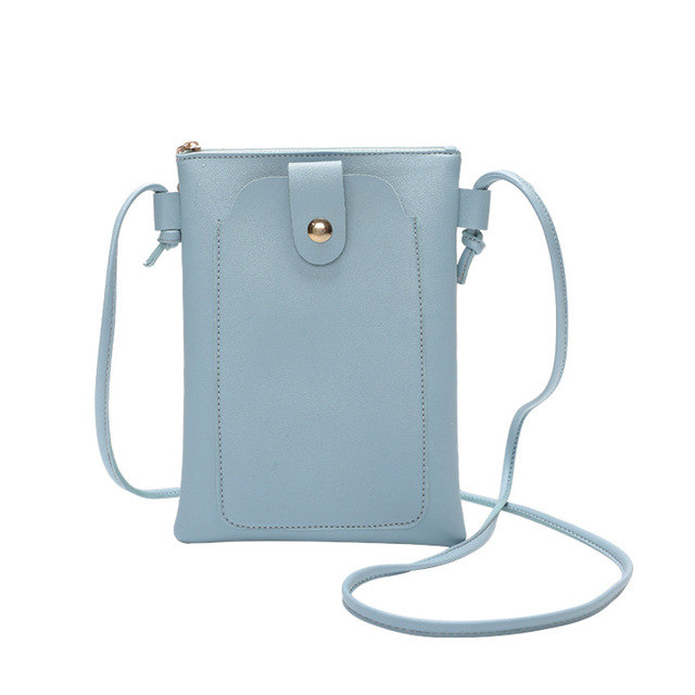 Wholesale Fashion Crossbody Waterproof PU Leather Mobile Phone Zipper Button Closure Security Case Pouch Wallet Shoulder Bag