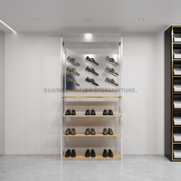 Étagères réglables libres de chaussure de sneaker d'acier inoxydable de présentoir de magasin de chaussure d'argent de présentoir de Mdf