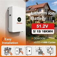 Batterie de stockage d'énergie domestique empilable Zhentuo 5kW-30kW 48V/51.2V LiFePO4 murale avec sortie CAN et garantie de 10 ans