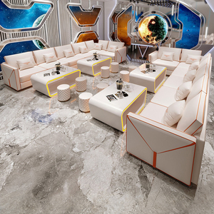 ריהוט לדלפק בר KTV, ספת דוכן חדשה בהתאמה אישית, הגעה למועדון לילה, בר בצורת U/L, עור עתיק, עץ מודרני, סט בר - Product Image 2