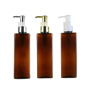 Rỗng hổ phách <span class=keywords><strong>100ml</strong></span> 250ml mỹ phẩm gói chất lỏng xà phòng cơ thể Lotion Bơm vuông Pet nhựa chai dầu gội đầu - Product Image 1