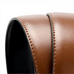 Ceinture en cuir véritable marron pour pantalon habillé avec boucle rectangulaire argentée, style moulé monobloc durable, classique pour homme - Product Image 5