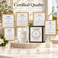 Bougie parfumée en verre transparent avec cire crème, boîte cadeau noire, marque personnalisée, vente en gros, OEM, ODM, fournisseur de marques privées