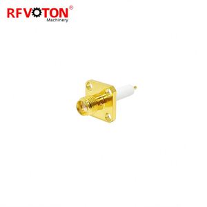 Mạ vàng SMA jack 4 lỗ mặt bích hàn <span class=keywords><strong>Micro</strong></span> Dải 12.5 Bảng điều khiển gắn kết <span class=keywords><strong>RF</strong></span> kết nối đồng trục kết nối danh mục sản phẩm - Product Image 4