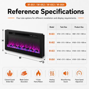 Insert de chauffage électrique <span class=keywords><strong>pour</strong></span> foyer LCD avec flamme <span class=keywords><strong>LED</strong></span> multicolore, en verre, cristal et métal, <span class=keywords><strong>pour</strong></span> usage domestique, fonctionnement en anglais - Product Image 5