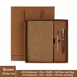 Custom Logo A5 <b>Soft</b> Leather Notebook Gift <b>Box</b>, Corporate Business Notebook Set for Company Promotional Gifts - Product Image 4